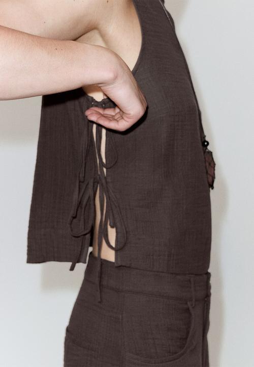 MANGO - Top calella - dark brown