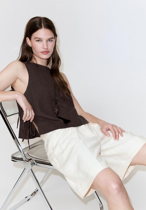 MANGO - Top calella - dark brown
