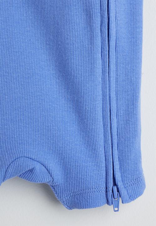 Cotton On - 2 Pack The Short Sleeve Zip Romper - Ice Blue/Tomato Smile