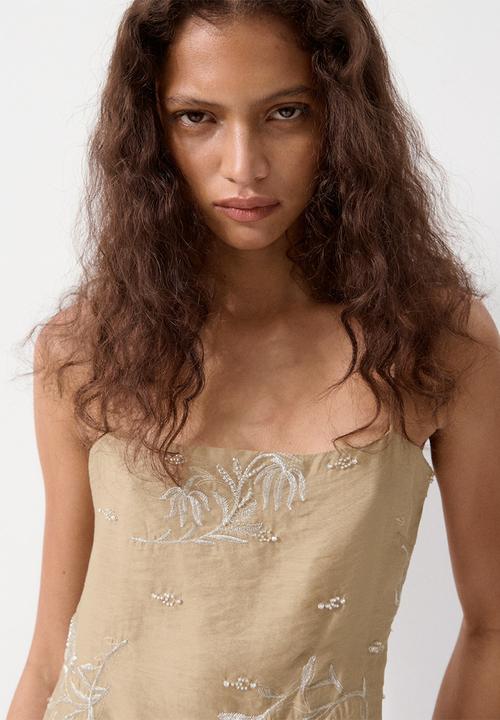MANGO - Dress just - light beige
