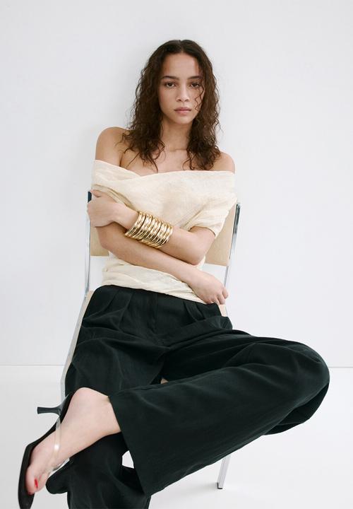 MANGO - Trousers marga - black