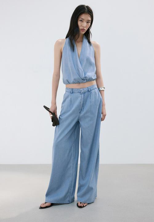 MANGO - Top ibiza - open blue