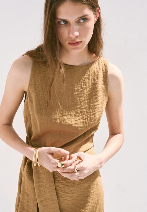 MANGO - Dress liz - medium brown