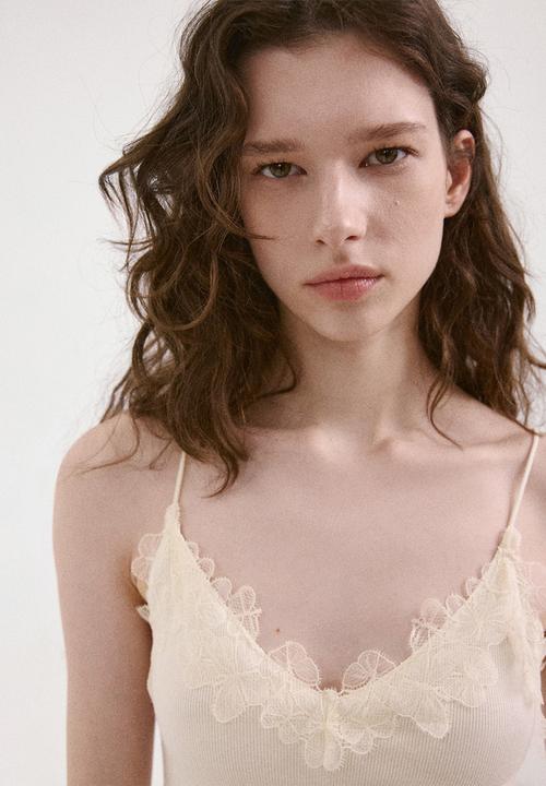 MANGO - Top roma - light beige