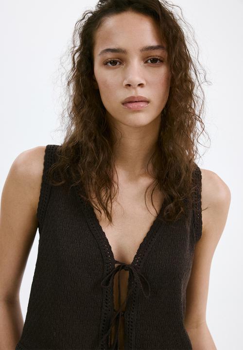 MANGO - Top nati - dark brown