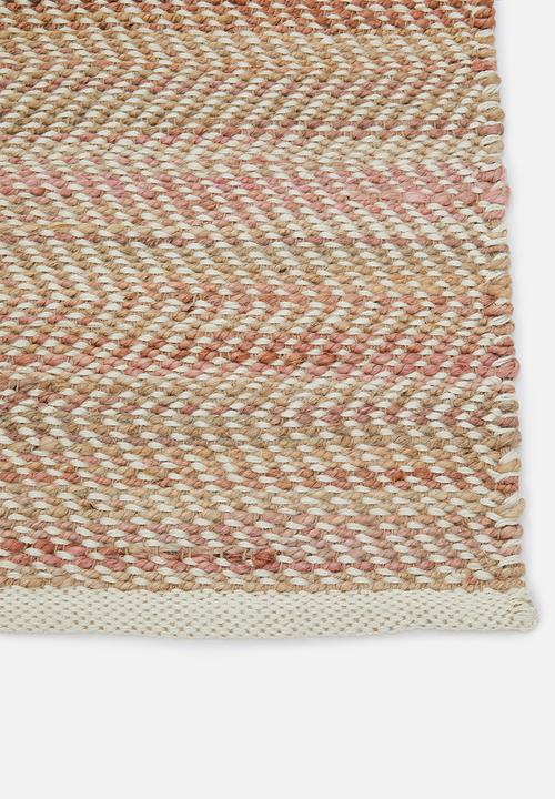Sixth Floor - Herringbone Jute Dhurrie Rose