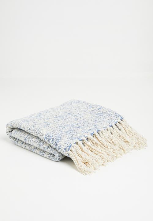 Sixth Floor - Cotton Woven Spot Tufted Throw - Blue