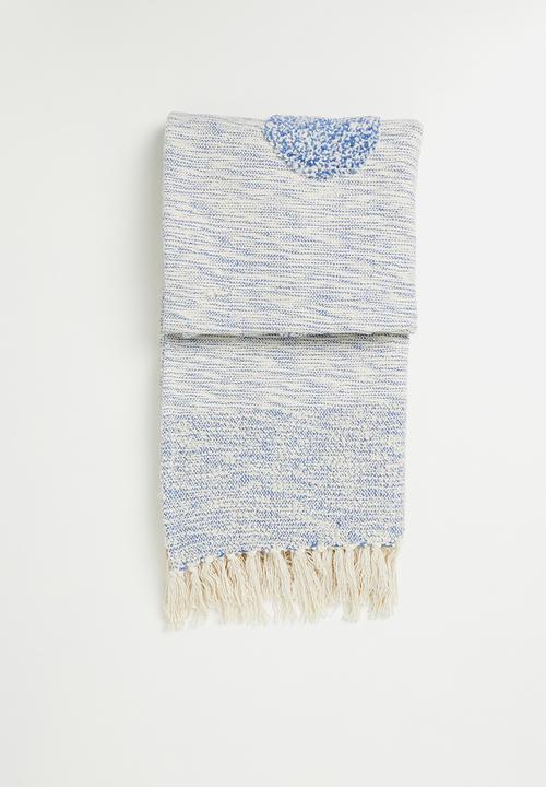 Sixth Floor - Cotton Woven Spot Tufted Throw - Blue