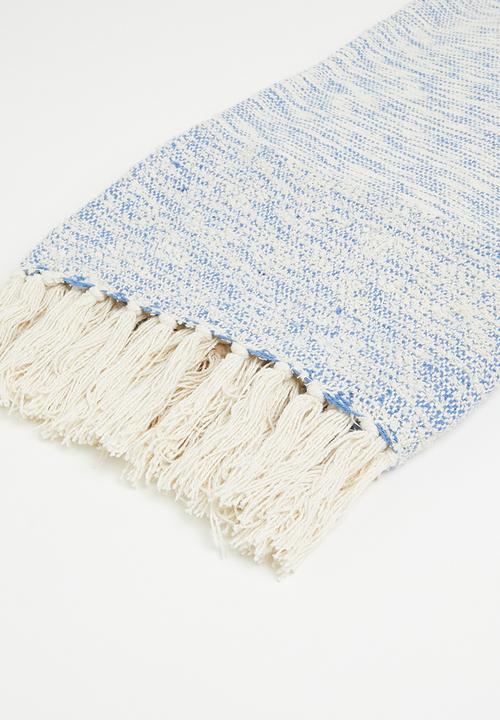 Sixth Floor - Cotton Woven Spot Tufted Throw - Blue