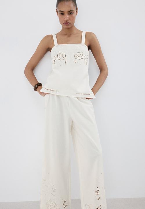 MANGO - Trousers daria - natural