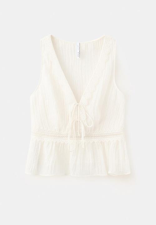 MANGO - Top elena - light beige