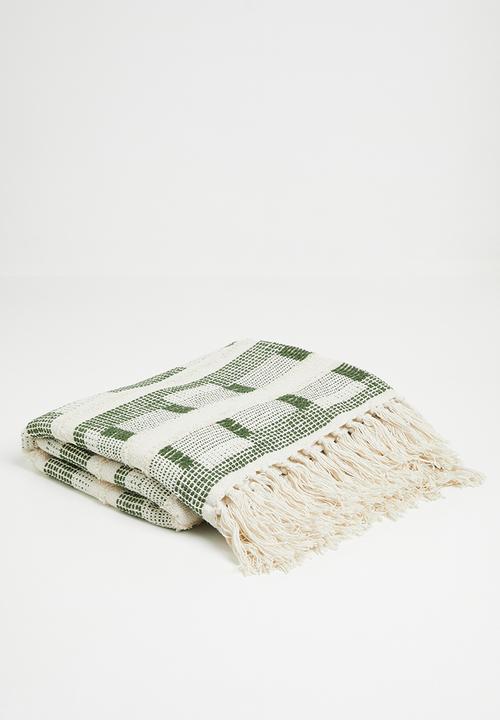 Sixth Floor - Cotton Geo Tufted Woven Throw - Olive