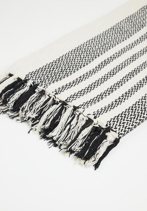 Sixth Floor - Cotton Woven Stripe Throw - Black & Natural