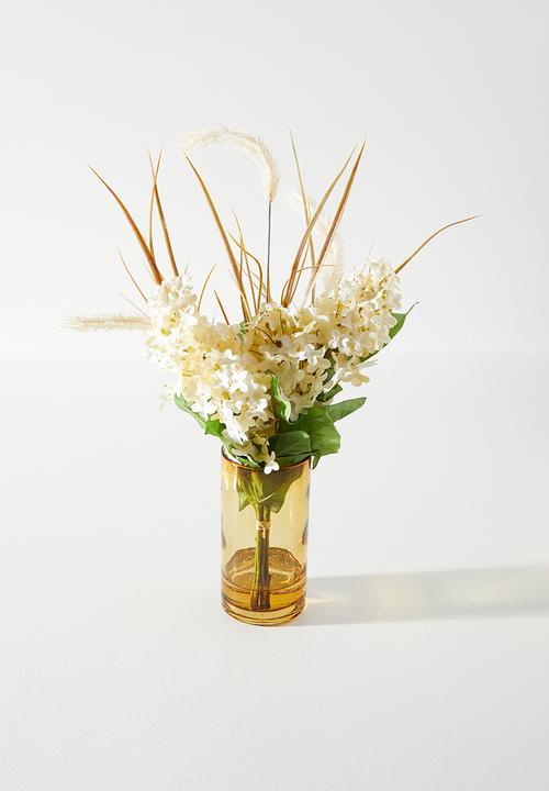 Silk By Design - Pmapas Grass & Lilacs In Amber Vase - medium brown