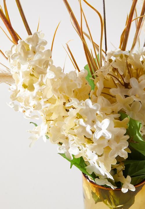 Silk By Design - Pmapas Grass & Lilacs In Amber Vase - medium brown