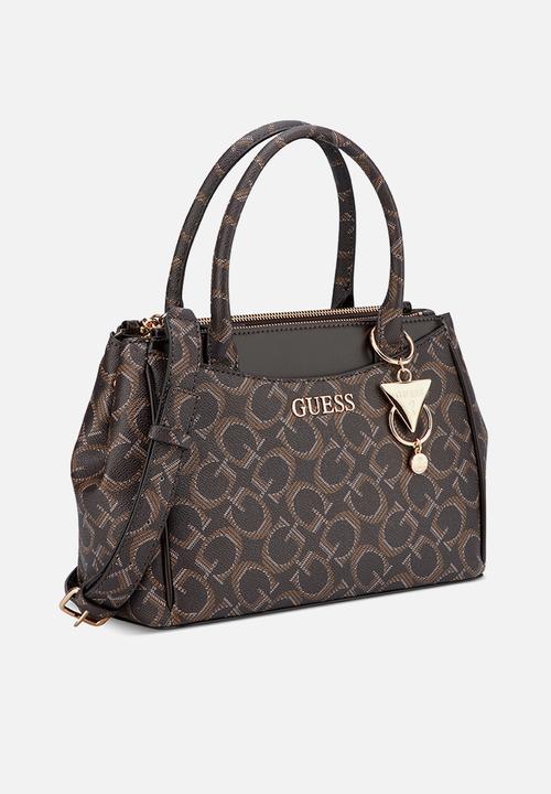 GUESS - Elliot Satchel Bag - Brown