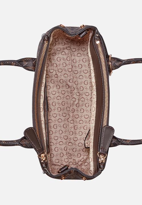 GUESS - Elliot Satchel Bag - Brown