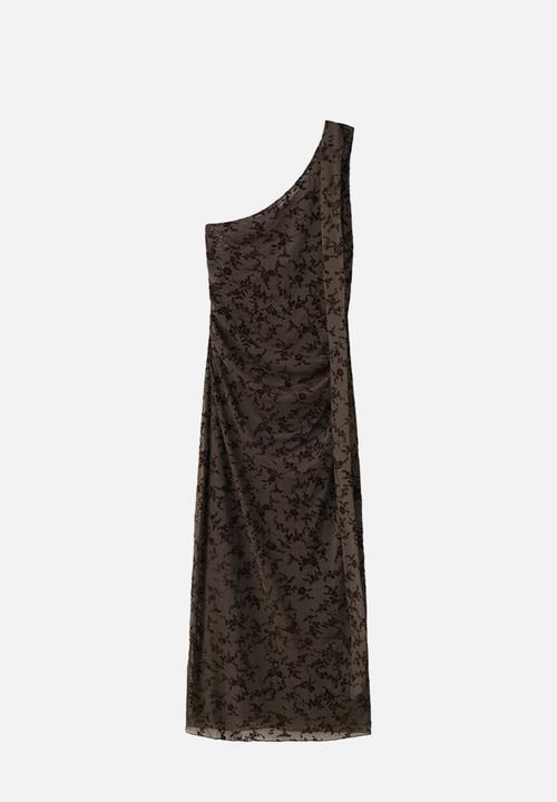 MANGO - Dress velour - brown