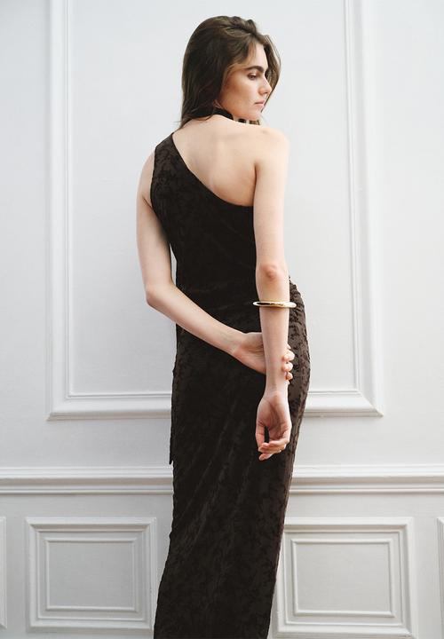 MANGO - Dress velour - brown