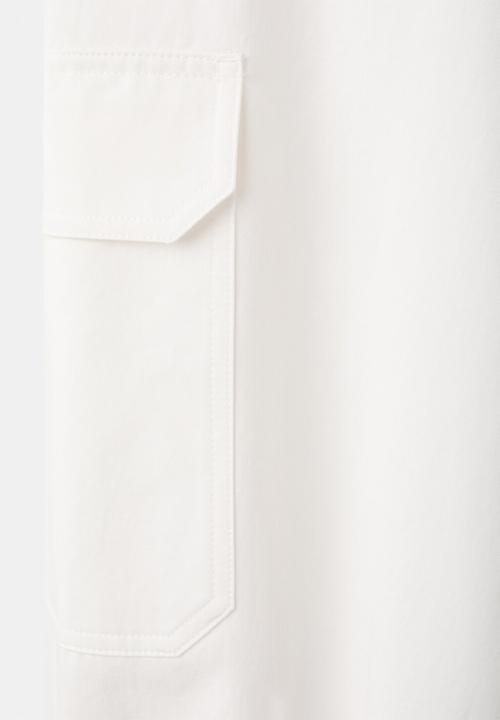 MANGO - Trousers maloon - white