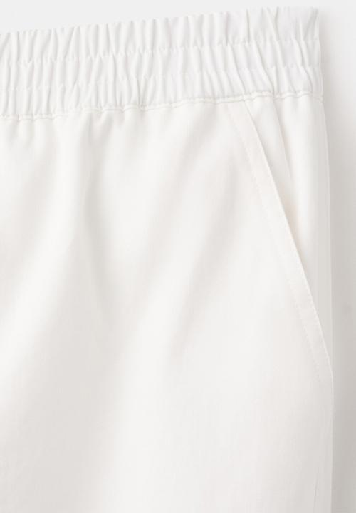 MANGO - Trousers maloon - white