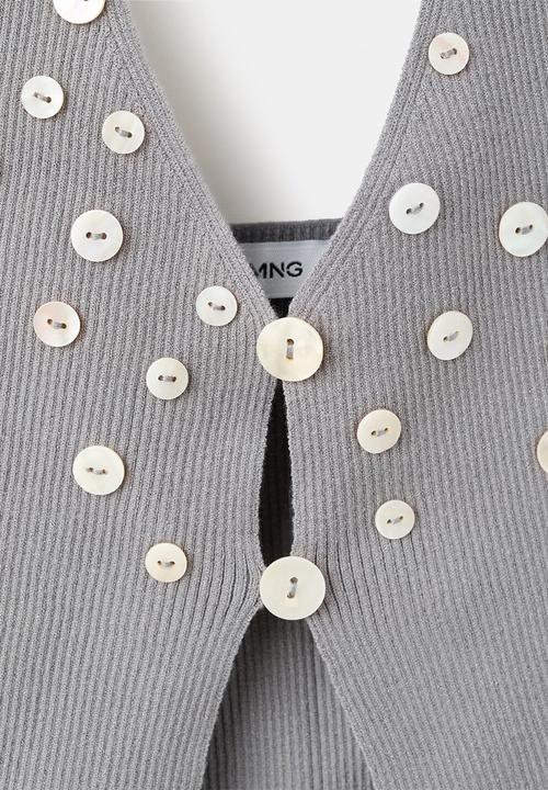 MANGO - Top bouton- medium gray