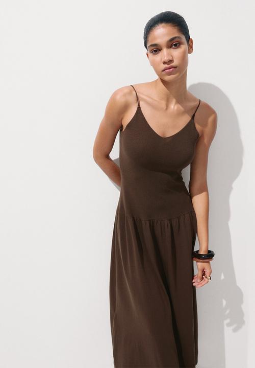MANGO - Dress aurora - dark brown