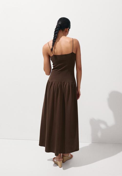 MANGO - Dress aurora - dark brown