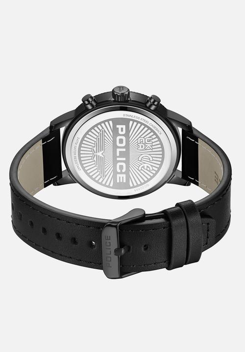 Police - Ip Black Case Dial Leather Strap - Black