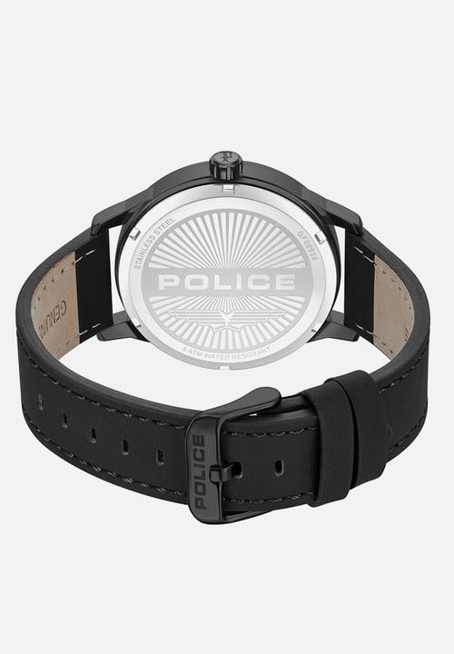 Police - IP Black Case Black Dial Leather Strap - Black