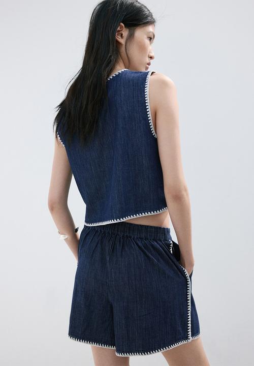 MANGO - Shorts may - open blue