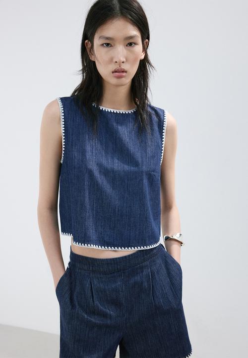 MANGO - Shorts may - open blue