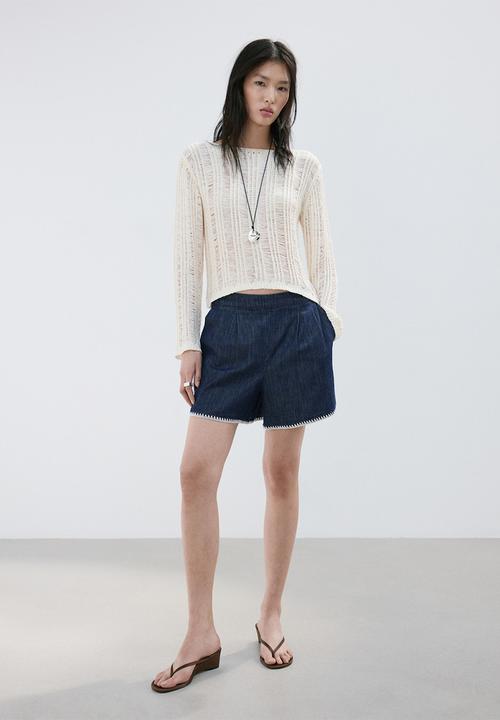 MANGO - Shorts may - open blue