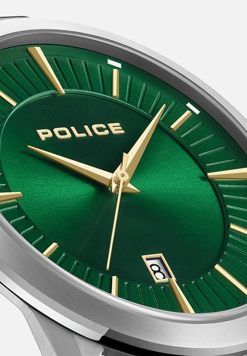 Police - Steel Case Green Dial Steel Strap - Silver/Green