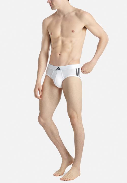 adidas Performance - 3 Stripes - Active Flex Cotton -2PK Low Rise Brief - Black&White