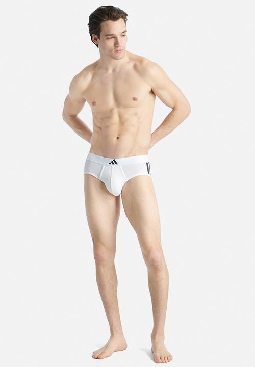 adidas Performance - 3 Stripes - Active Flex Cotton -2PK Low Rise Brief - Black&White