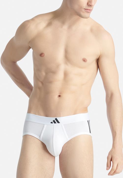 adidas Performance - 3 Stripes - Active Flex Cotton -2PK Low Rise Brief - Black&White
