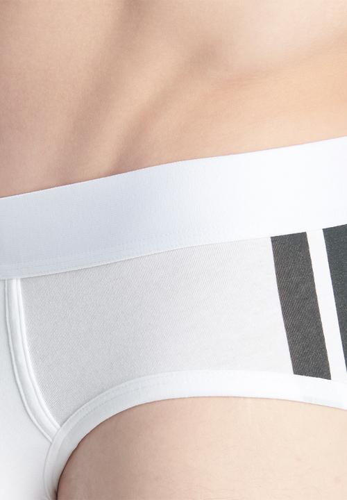 adidas Performance - 3 Stripes - Active Flex Cotton -2PK Low Rise Brief - Black&White