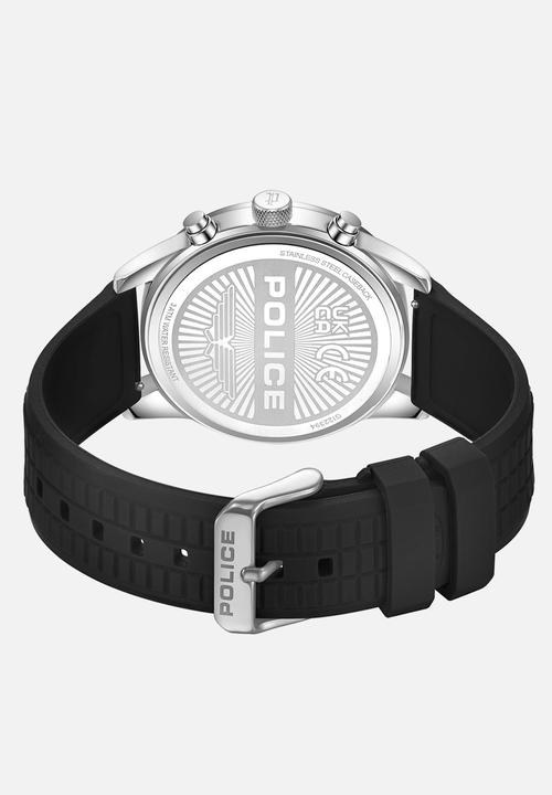 Police - Steel Case Black  Dial Leather Strap - Black