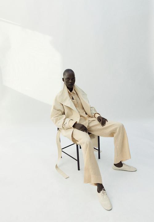 MANGO - Trousers lino - light/pastel yellow