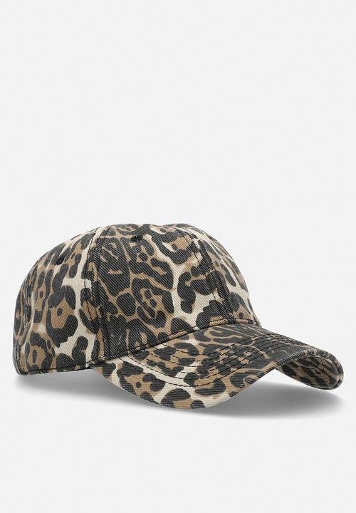 Tessa Design - Livia Leopard Print Peak Cap-Brown