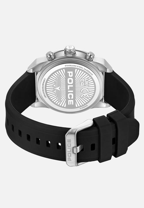 Police - Steel Case Gun Dial Silicone Strap - Gunmetal