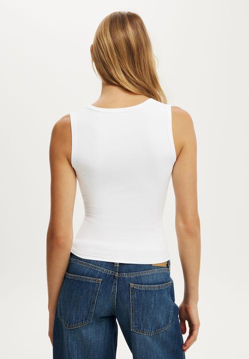 Cotton On - Hold Me V Neck Tank - White
