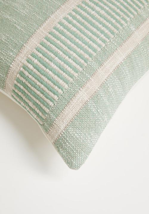 Sixth Floor - Riley Stripe Cotton Woven Cushion Cover - Sage
