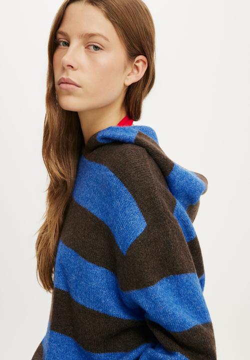 Cotton On - Sporty Stripe Hooded Knit - Cobalt Stripe