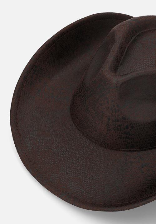 Tessa Design - Nico Snake Embossed Cowboy Hat-Brown