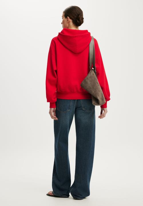 Cotton On - Boxy Fleece Hoodie - Washed Red Petal