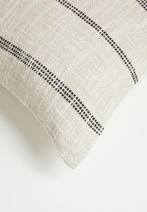Sixth Floor - Reese Stripe Cotton Woven Cushion cover - Neutral & Charcoal