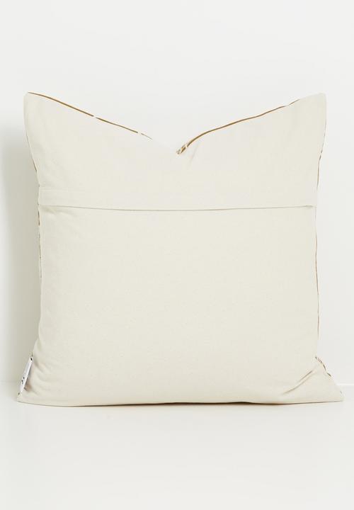 Sixth Floor - Cotton Embroidered Floral Cushion Cover - Mustard