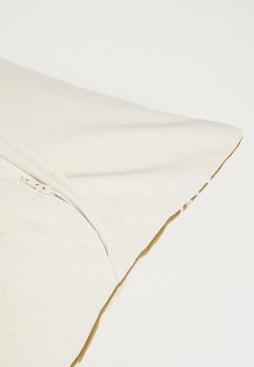Sixth Floor - Cotton Embroidered Floral Cushion Cover - Mustard